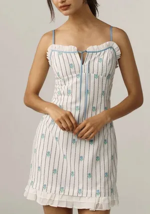 Anthropologie Maeve Sleeveless Ruffle-Hem Mini Dress, Size L thumbnail 1