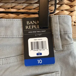 NWT Banana Republic High Rise Twill Woven Ankle Gray Trouser Pant, 10 thumbnail 7