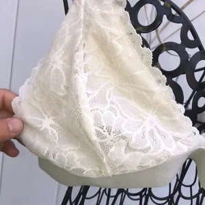 Pink Victoria’s Secret white lace bralette size large floral print causal sexy​​ thumbnail 2