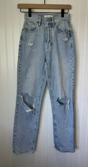 Pacsun Womens Dad Jean Light Blue Wash Distressed Rips Cotton Button Fly Size 23 thumbnail 1