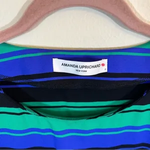 ✨ Amanda Uprichard Women’s Purple‎ Green Black Striped Shirt Dress P thumbnail 3