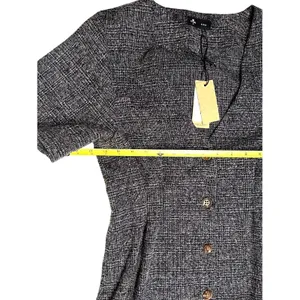 Thrills Denim Plaid Co Chrissy Mini V Neck Dress Womens Small Button Office Chic thumbnail 4