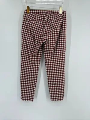 J‎ CREW MARTIE PANTS IN MAHOGANY IVORY GINGHAM SIZE 0p thumbnail 2