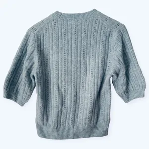 NWT Madewell Cloudsoft Short Sleeve Sweater Tee Mint Blue Small Pointelle Wool thumbnail 5