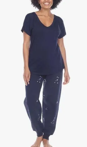Honeydew Ladies' 2 Piece Embroidered Lounge Set moon & stars thumbnail 1