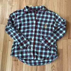 Lauren Ralph Lauren Shirt Womens Medium Red White Plaid Logo Button Up Sleepwear thumbnail 1