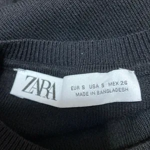Zara Women's Black Long Sleeve Crew Neck Ribbed Knit Sweater Crop Top Size S thumbnail 3