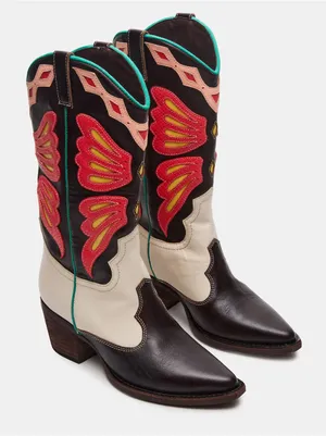 Steve Madden Arroyo Coral Multi Western Cowboy Boots Size 8 thumbnail 1