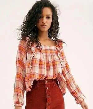 Plaid Ruffle Blouse thumbnail 1