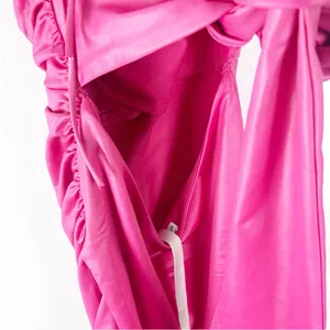 LUCY IN THE SKY Pink Draped Front Ruched Sides Low Back Cutout Mini Dress Small thumbnail 9