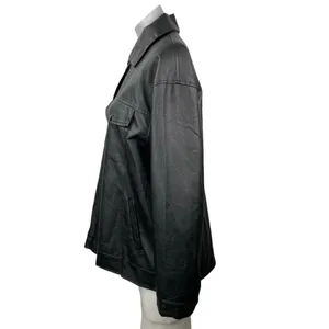 Princess Polly Women's Black Long Sleeve Faux Leather Vegan Shirt Jacket Size 4 thumbnail 2