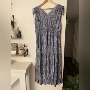Joie Floral V-Neck Maxi Dress in Purple and Teal Size XL thumbnail 5