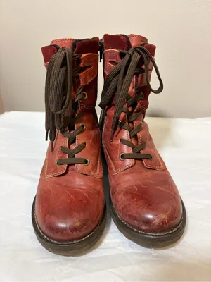 Dromedaris Kara Scrunched Red Leather & Suede Boot Size 38 thumbnail 2