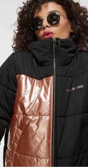 Womens New Vans Foundry Metallic Black & Pink Puffer Jacket thumbnail 2