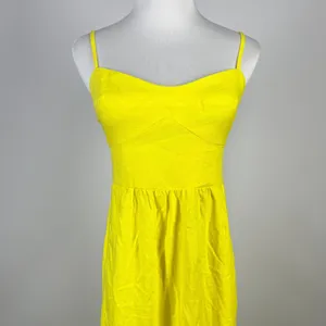 NWOT Farm Rio Linen Blend Yellow Sleeveless Midi Dress Size L thumbnail 6