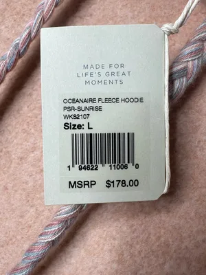 Faherty Oceanaire Fleece Hoodie PSR Sunrise Size Large thumbnail 5