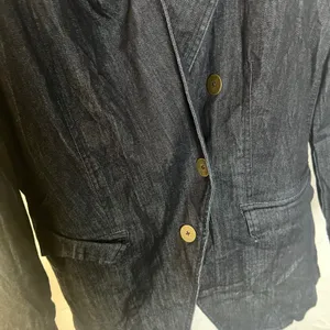 Nic+Zoe Womens Denim Blazer Jacket Dark Wash Indigo Raw Hem Large‎ L thumbnail 3