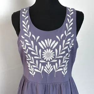 YA Los Angeles Dress Womens Large Embroidered Fit & Flare Purple Boho Cottage thumbnail 2