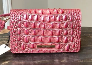 Brahmin Minuette French Rose Pink Croc-Embossed Leather Crossbody thumbnail 1