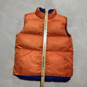 L.L.Bean Vest Women's Medium Orange Navy Reversible Down Puffer Full Zip Outdoor thumbnail 2