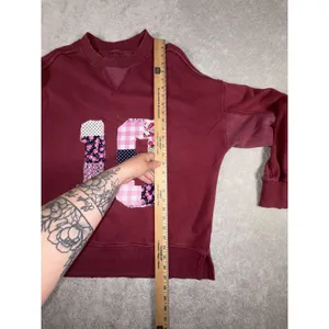 aerie sweatshirt‎ patchwork oversized burgundy s thumbnail 5