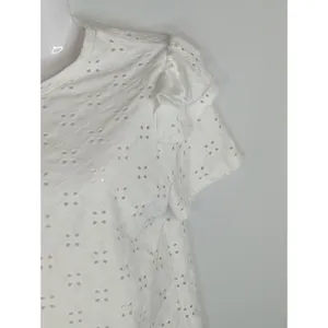 Zara White Blouse Embroidered‎ Eyelet Ruffled Top Women's Small Coastal Boho thumbnail 2