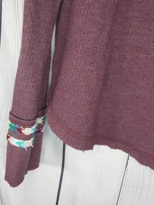 We The Free Plum Henley Boho Hippie Indie Earthcore Waffle Knit Long Sleeve Top thumbnail 11