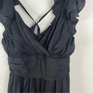 LULUS Black Regal Ruffles Back Ties Hidden Zipper V-Neck Flutter Sleeve Dress thumbnail 8