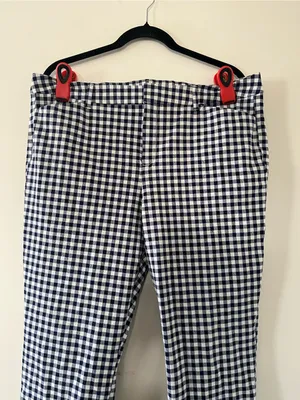 Old Navy Blue White Gingham Check Pixie Ankle Skinny Trouser Pants 16 Preppy thumbnail 2