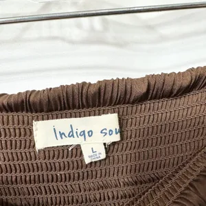 Indigo Soul Large Midi Skirt‎ Brown Tiered Smocked Boho Fairy Soft Girl 1772 thumbnail 5