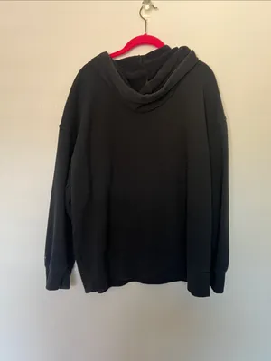 EUC Victoria's Secret Black Lace-Up Hooded Sweatshirt sz XL thumbnail 6