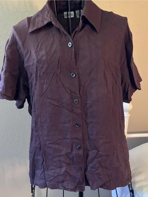 Women’s y2k button down short sleeve in plum | Women’s M thumbnail 1
