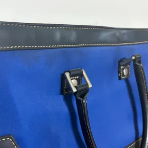 Ralph Lauren Tote Bag Royal Blue Nylon Black Trim RL Logo Top Handle Carryall thumbnail 10