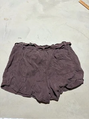 Aerie Paperbag Waist Drawstring Shorts Plum burgundy large thumbnail 3