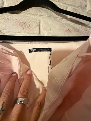 Zara Satin Effect Scarf Top Light Pink Size Large thumbnail 2