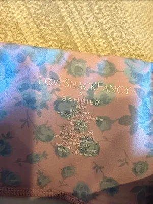 LoveShackFancy x Bandier Pink & Blue Floral Leggings Size M thumbnail 4