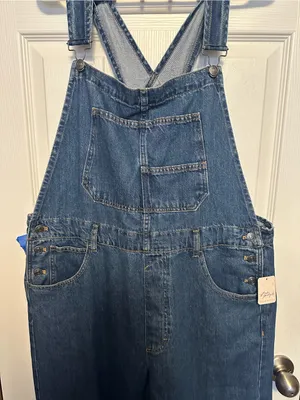 We The Free Medium Blue Denim Relaxed Overalls thumbnail 9