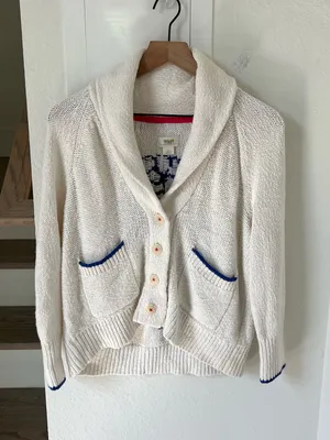 Anthropologie Maeve Lobster Cardigan Sweater in White thumbnail 3