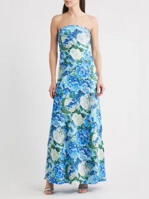 Sonya Moda Ela Floral Strapless Gown S Blue thumbnail 10