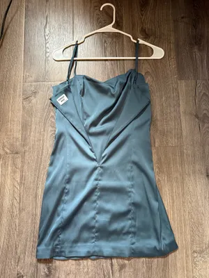 Sunday Best Aritzia Blue Satin Mini Dress thumbnail 3
