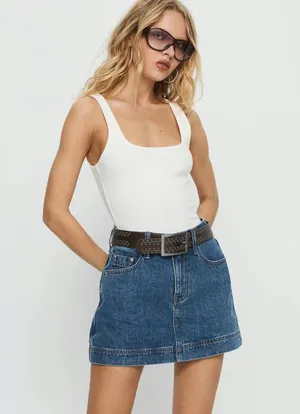 Princess Polly Mid Wash Gazelle Denim Skort thumbnail 2