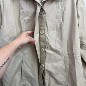 Eddie Bauer tan button down pocket collared lined split sleeve trench coat XXL thumbnail 3