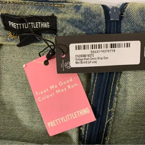 Pretty Little Thing Vintage Wash Denim Wrap Over Mini Skirt - Size 4 thumbnail 3