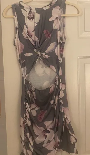 Floral Dress with cut out Gray Size XS thumbnail 1