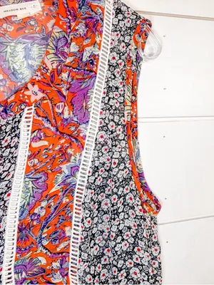 Anthropologie Meadow Rue Floral Colorblock Sleeveless Top, EUC, Medium thumbnail 5