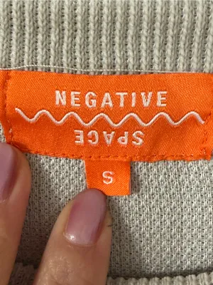 Negative Space Beige Ribbed Crewneck Sweatshirt Size S thumbnail 4