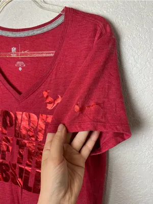 NFL Women's Red V-Neck Tee with Shiny Red Foil Logo Size XL thumbnail 4