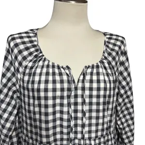 Gap Cotton Tiered Black White Gingham Plaid Mini Dress Medium thumbnail 2