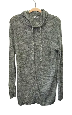 Gap Softspun Cowl Neck Tunic Sweater Small Gray Marled‎ Knit Cotton thumbnail 1
