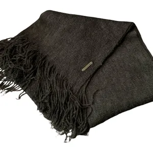 Smartwool Gray Merino Wool Blend Knit Rectangle Scarf Fringe Logo Accent Winter thumbnail 2